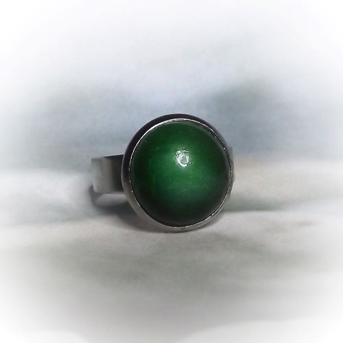 Zöld kerámiadíszes nemesacél gyűrű 1.2 - www.aromaekszer.hu